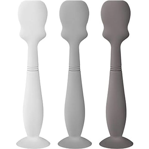 Baby Diaper Cream Spatula Applicator Set - 3Pack Soft Silicone Baby Butt Paste Spatula (Large Size, Gray/Tradwinds/White)