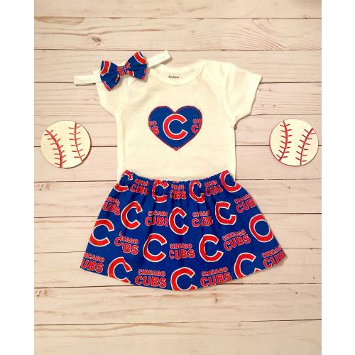 Chicago Cubs Outfit, Chicago Cubs Baby Skirt, Chicago Cubs Baby Outfit, Cubs Baby Girl