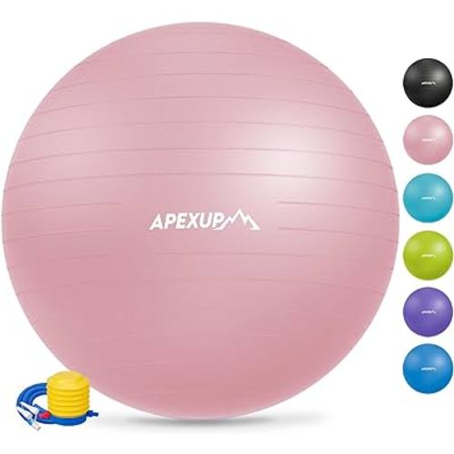 APEXUP Yoga Ball Exercise Ball, Anti Slip Stability Ball Chair, Heavy Duty Large Gym Ball for Fitness, Balance, Core Workout and Physical Therapy