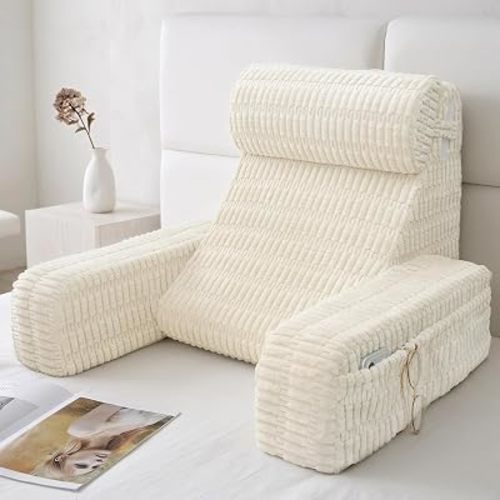 Reading Pillow for Bed Sitting Up with Large Pockets,Modern Style