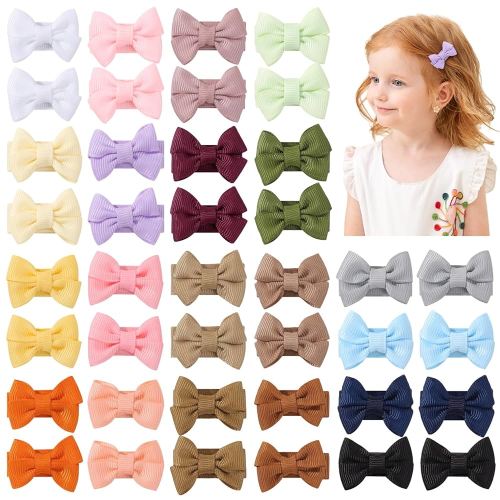 YHXX YLEN 1.4" Baby Hair Clips, Mini Bow Snap Clips 40 PCS - 20 Colors in Pairs | Non-Slip Snap Design | Gentle on Fine Hair | Grosgrain Ribbon Bows for Baby & Toddlers