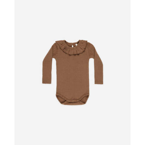 Ruffle Collar Bodysuit || Saddle