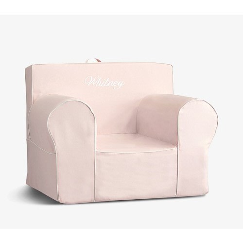 Oversized Blush with White Piping Anywhere Chair® | Oversized Kids Chair | Pottery Barn Kids