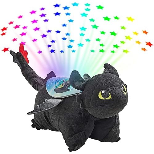 Pillow Pets NBC Universal How to Train Your Dragon Toothless Sleeptime Lite 11" Stuffed Animal Plush Toy , Rainbow , Black
