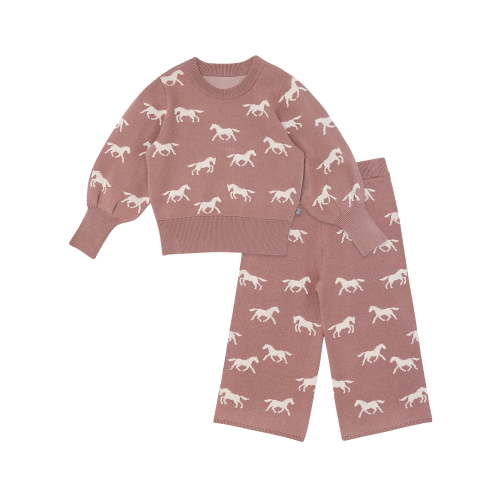 Modern Moments by Gerber Toddler Girl Jacquard Sweater Knit with Wide Leg Pant Set, Sizes 12M-5T