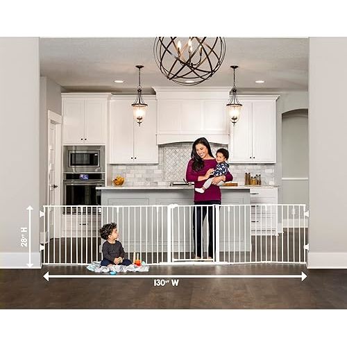 Regalo 130-Inch Super Wide Adjustable Baby Gate and Play Yard, 2-in-1, Bonus Kit, Includes 4 Pack of Wall Mounts(Pack of 1)