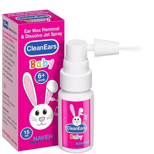 NAVEH PHARMA CleanEars Baby | Fast-Acting Ear Wax Removal Spray | Breaks Down & Dissolves Earwax in Just 1 Treatment | Clinically Proven to Be 300% More Effective | Mineral Oil | Gentle&Safe | 0.5 Oz