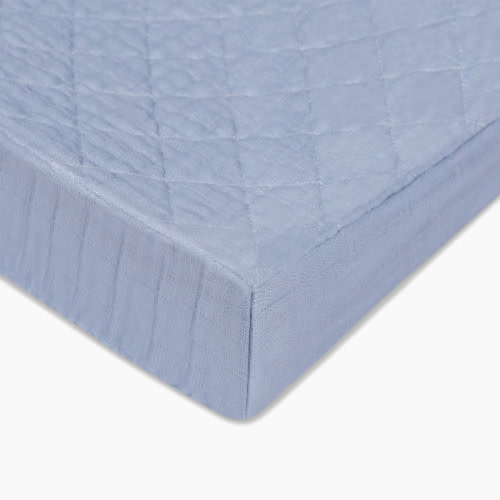 Quilted Changing Pad Cover in GOTS Certified Organic Muslin Cotton - Dewdrop