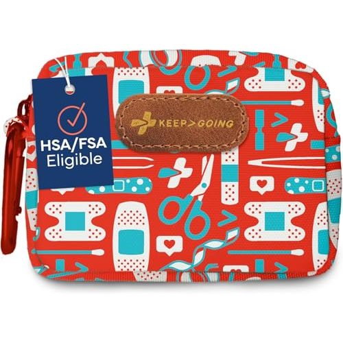 KEEP>GOING KeepGoing Small Travel First Aid Kit Kids – 60 Pc. Mini First Aid Kit for Purse, Diaper Bag, & Backpack with Latex-Free Bandages – 4 Oz., & 4.5 x 3.5 x 2 in, TSA-Approved
