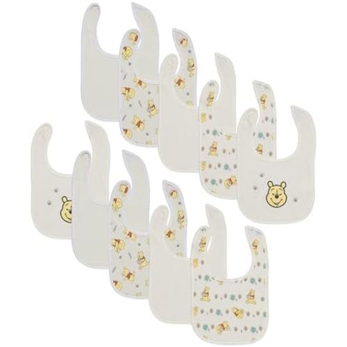 Disney 10-Pack Mickey Mouse Baby Bibs – Ten Soft, Absorbent, and Adjustable Cotton Bibs for Mess Free Meals