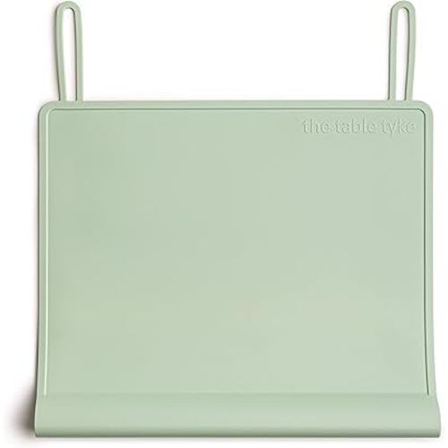 100% Silicone Placemat with Teething Edge Bumper/Spill Stopper | Dishwasher Safe, Travel Ready Non-Slip Suction Activity Mat for Infants, Babies, Toddlers, Children, Kids (Sage Green)