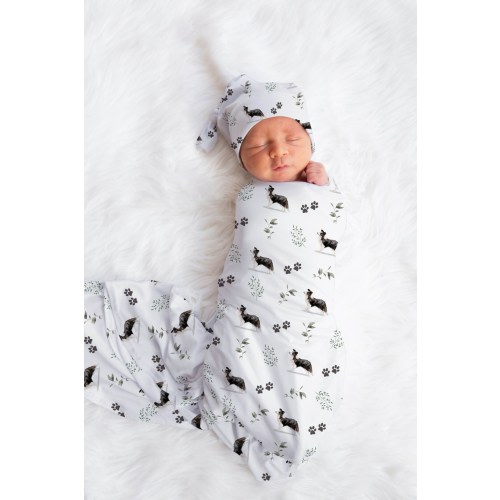 Border Collie Swaddle Set Custom Baby Boy Girl Personalized Border Collie Swaddle Blanket Receiving Blanket Newborn Coming Home Outfit Baby
