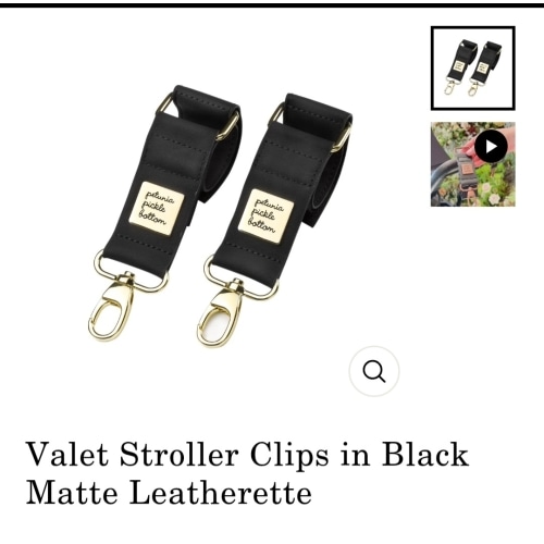 Valet Stroller Clips in Black Matte Leatherette