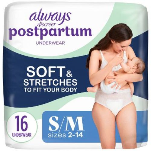 Always Discreet Postpartum Underwear Maxi Pad - S/m - 16ct