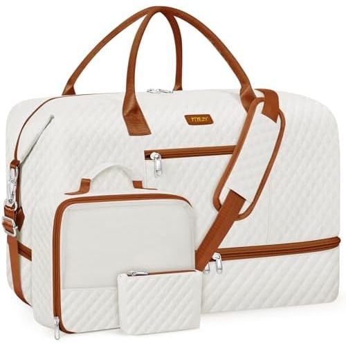 Weekender Bag for Women, Travel Duffel Bag Carry On Overnight Bag with Shoe Compartment Large Nylon Travel Weekend Tote Bag