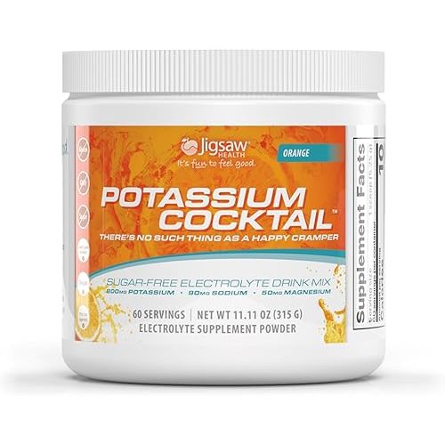 Jigsaw Health Potassium Cocktail | Formerly Pickleball Cocktail | Orange Flavor | 60 Servings (Jar)