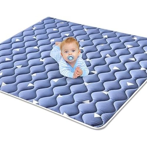 Premium Baby Play Mat 47" X 47", Thicken Foam One-Piece Crawling Mat, Non-Slip Cushioned Baby Playmats for Infants, Babies, Toddlers, Foldable and Machine Washable
