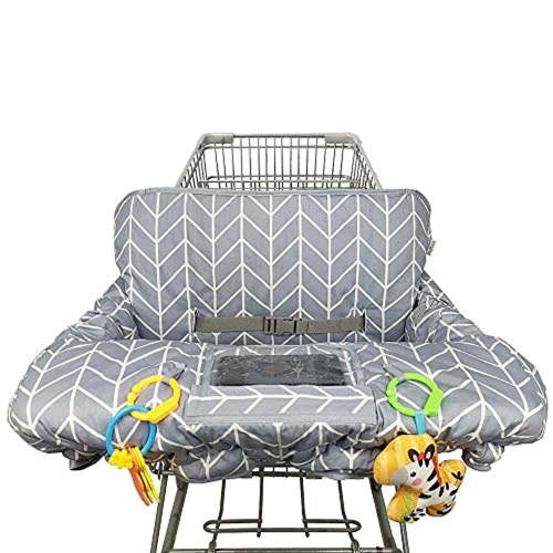 ICOPUCA Shopping Cart Cover for Baby, Reversible Cotton High Chair Cover, Machine Washable, Grey Arrow Print