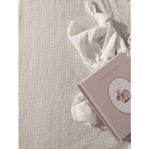 Floral stripe Crib Fitted Sheet: Beige Vintage Nursery Bedding
