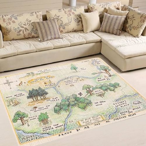 100 Acre Wood Map Rug Carpet (5' x 8' (Rectangular)