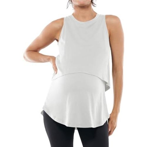 Tankaneo Womens Summer Maternity Nursing Tank Tops Sleeveless Double Layer Breastfeeding Shirt Pregnancy Clothes