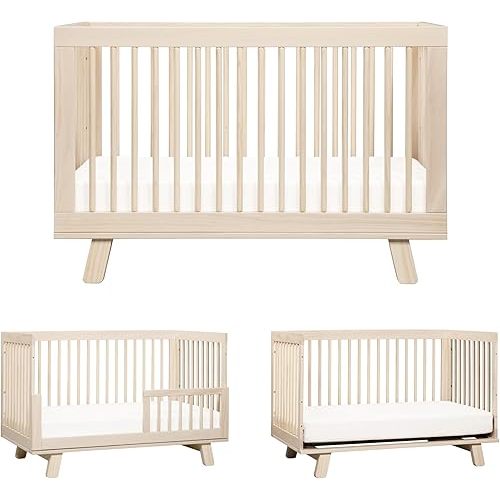 Babyletto Hudson 3-in-1 Convertible Baby Crib - GREENGUARD Gold Certified - Convertible Crib to Toddler Bed and Daybed - Baby Bed with 4 Adjustable Heights - Wooden Crib - Washed Natural