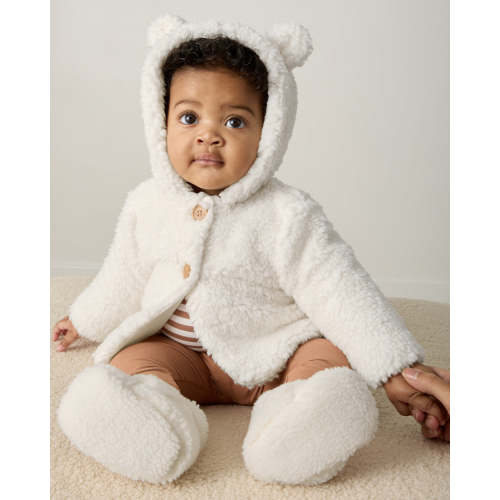 Soft White Sherpa Baby Jacket | Little Sleepies