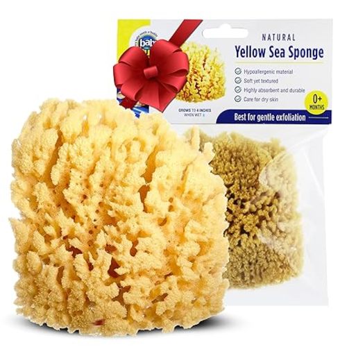 Baby Buddy Natural Yellow Sea Sponge, Newborn Bath Time Essential, Soft and Gentle for Tender Skin, Hypoallergenic and Biodegradable, 1 Pack