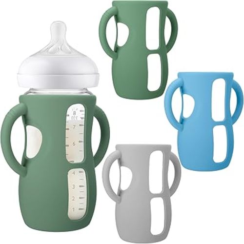 BUSOHA 3 Pack Silicone Sleeves for Avent Natural Baby Bottles - Drop Protection Baby Bottle Holder with Handle Compatible with Philips Avent Anti Colic Baby Bottles,8 Ounce
