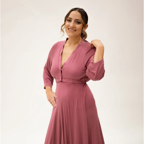 Lila Labor & Postpartum Gown in Dusty Rose