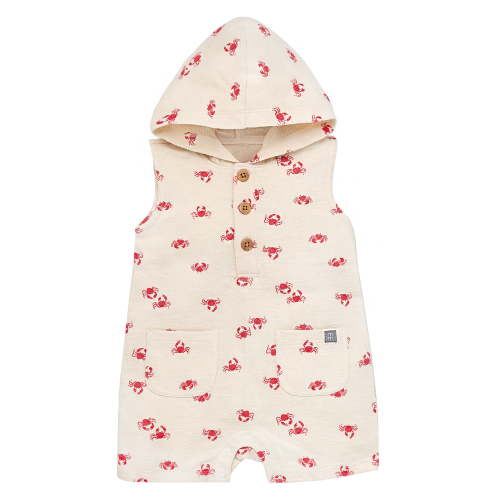 Modern Moments by Gerber Baby Boy Cotton Hooded Sleeveless Romper, Sizes 0/3 Months - 24 Months