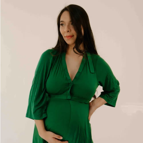 Lila Labor & Postpartum Gown in Emerald