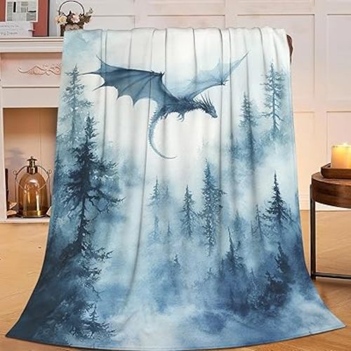 Dragon Blanket Forest Dragons Decor Animal Print Throw Blanket Gifts for Girls Boys Super Warm Soft Plush Lightweight Fleece Flannel Winter Bedding Blankets for Kids Adults Women Men 50"X40"