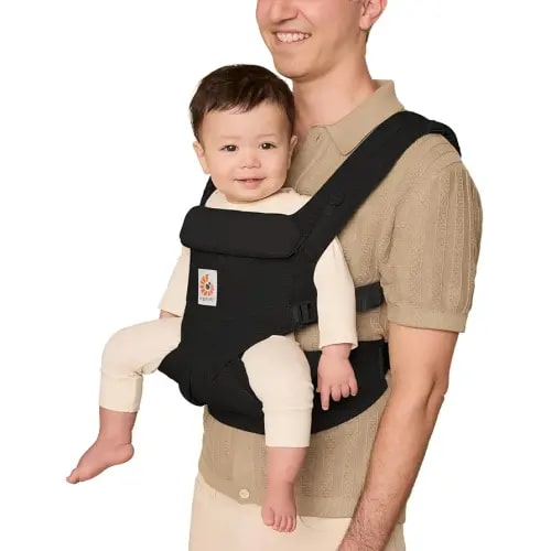 Ergobaby Omni Classic Baby Carrier Newborn to Toddler - Breathable Baby Carriers for Summer - All-Position Carrier for Newborn to Toddler with Lumbar Support (7-45 Pounds), Cotton, Pure Black