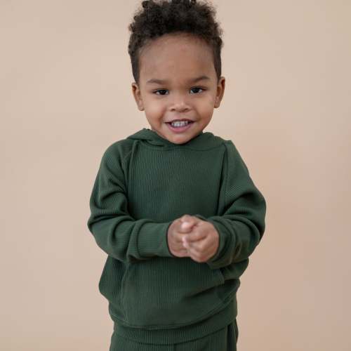 Ribbed Hoodie in Fir