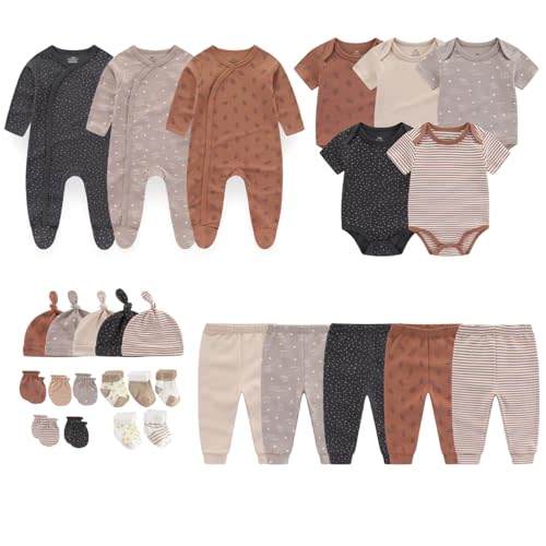 MAMIMAKA Newborn Layette Gift Set 27-Piece Baby Girl Clothes Bodysuits, Pants Essentials and Accessories 0-6Months