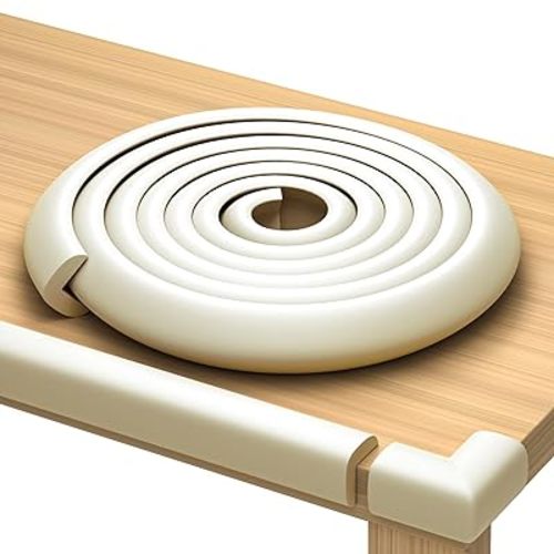 Furniture Edge and Corner Guards | 16.2ft Protective Foam Cushion | 15ft Bumper 4 Adhesive Childsafe Corners | Baby Child Proofing Foam Set and Safe for Table, Fireplace, Countertop | White