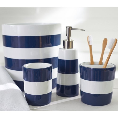 Navy Stripe Bath Accessories