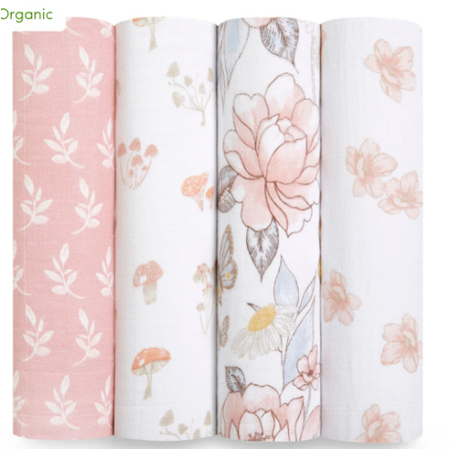 Earthly Organic Muslin Swaddle Blanket 4pk | aden + anais