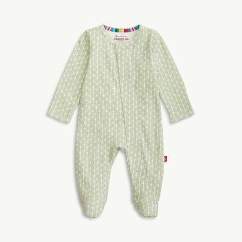 green cable leaf organic cotton magnetic footie