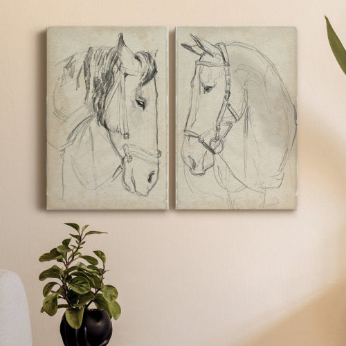 Rosalind Wheeler Horse In Bridle Sketch I Premium Gallery Wrapped Canvas - Ready To Hang & Reviews | Wayfair