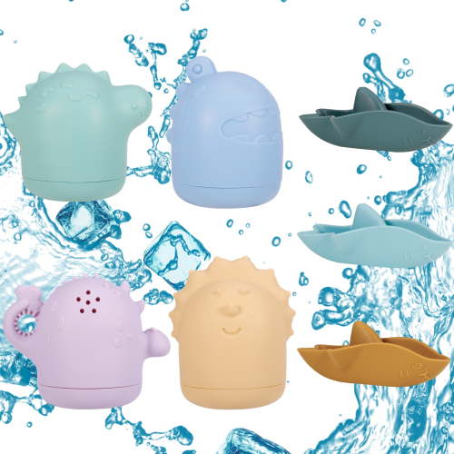 LUIISIS 7Pcs Baby Bath Toys, Mold Free Bath Toy, 0-24month Cute Colorful Bathtub Water Toys Silicone Bath Toys, Kids Silicone Animal Bath Toys Squeeze Spray Bath Toys Bathtub Toys for Toddlers