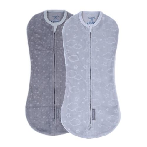 SwaddleMe by Ingenuity Pod Swaddle Wrap in Velboa - Clouds & Stars - Newborn - 0-2 Months - 2pk