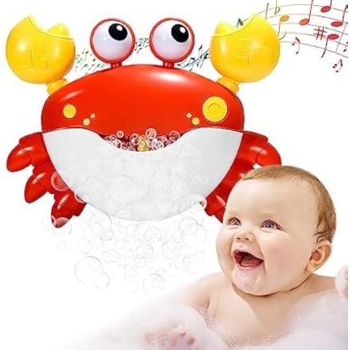 Baby Bath Toys Crab:Bubble Machine Bath Toy Crab Bath Bubble Maker,Blow Bubbles and Plays Children’s Songs,Battery Operated(Red)