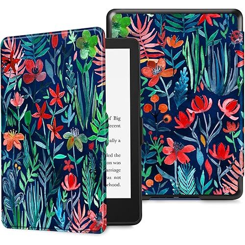 Fintie Slimshell Case for 6.8" Kindle Paperwhite (11th Generation-2021) and Kindle Paperwhite Signature Edition - Premium Lightweight PU Leather Cover with Auto Sleep/Wake, Jungle Night