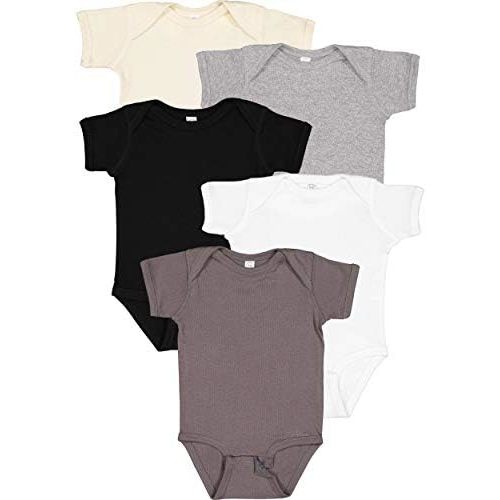RABBIT SKINS Baby Bodysuit Girl & Boy | Newborn 0-3 Months to 24 Months 5-Pack Bulk Set, Snap Easy Closure