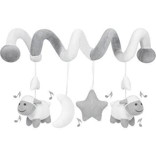 Promise Babe Hanging Car Seat Toys, Infant Stroller Toys for Car Seat Stroller Mobile Crib Bar with Bell, Baby Activity Spiral Plush Toys Best Gift for Boys and Girls, Spiral Activity Toy
