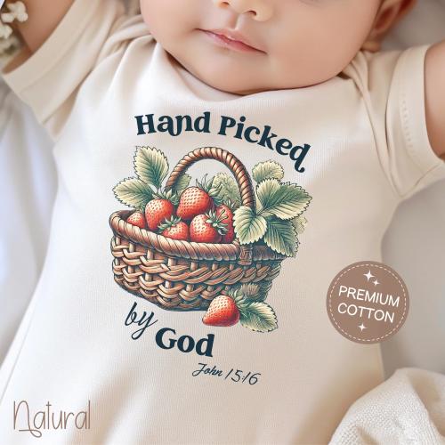 Christian Onesie® Bible Verse Baby Onesie® Religious Baby Gift Strawberry Baby Shower Gift John 15:16 Newborn Christian Fruit Baby Bodysuit