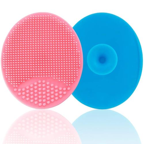 Baby Bath Brush, Baby Cradle Cap Brush, Silicone Massage Brush, Silicone Scrubbers Exfoliator Brush, Baby Skin Scrubbers for Dry Skin and Cradle Cap (Large-Blue & Pink)