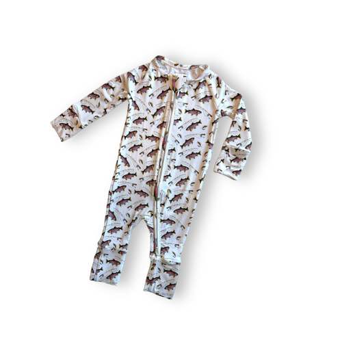 Bamboo Zipper Footie, Gone Fishing